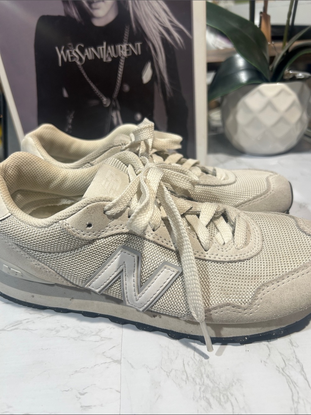 New Balance Cream Women's Sneakers - Neutral Mesh & Suede